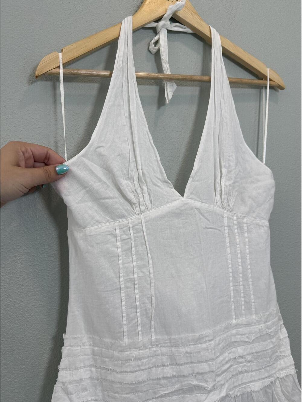 A-list by Wrapper 100% Cotton White Halter Summer Dress - Women's small - Picture 3 of 8